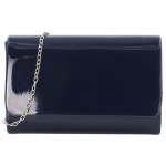 Lakierowana kopertówka torebka elegancka niebieska granatowa