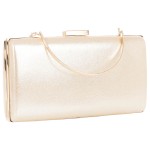 Torebka kopertówka złota błyszcząca z metalową rączką i łańcuszkiem na ramię