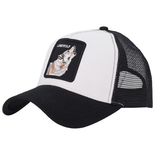 KA508 Czapka z daszkiem siatka WILK trucker cap biało-czarna 1.jpg
