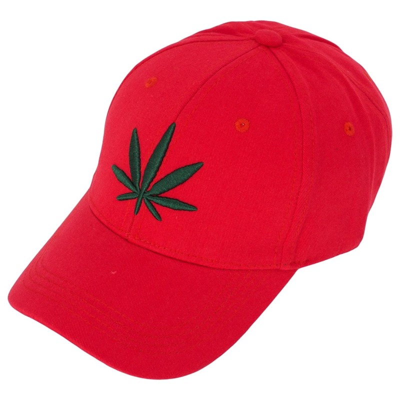 KA216 Czapka z daszkiem liść konopi czerwona 4.jpg