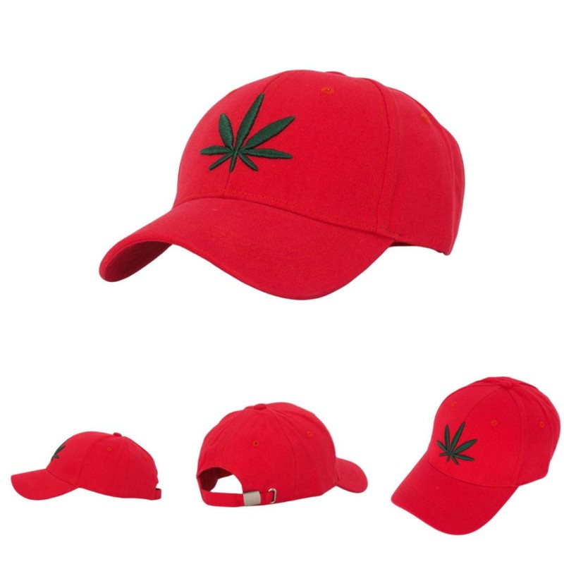 KA216 Czapka z daszkiem liść konopi czerwona 5.jpg