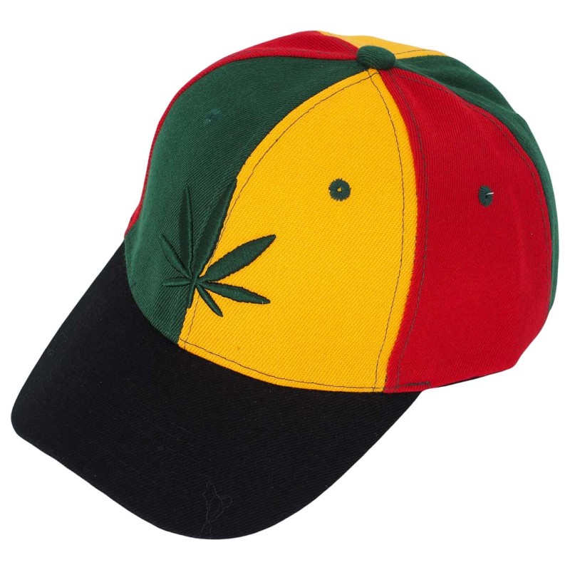 KA217 Czapka z daszkiem liść konopi czerwono-zielono-żółta 4.jpg