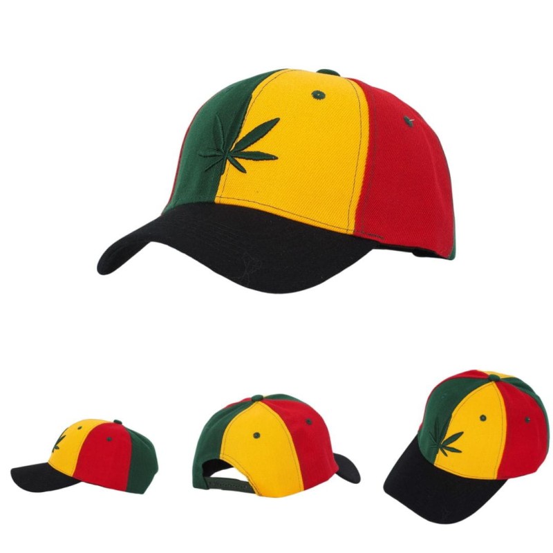 KA217 Czapka z daszkiem liść konopi czerwono-zielono-żółta 5.jpg