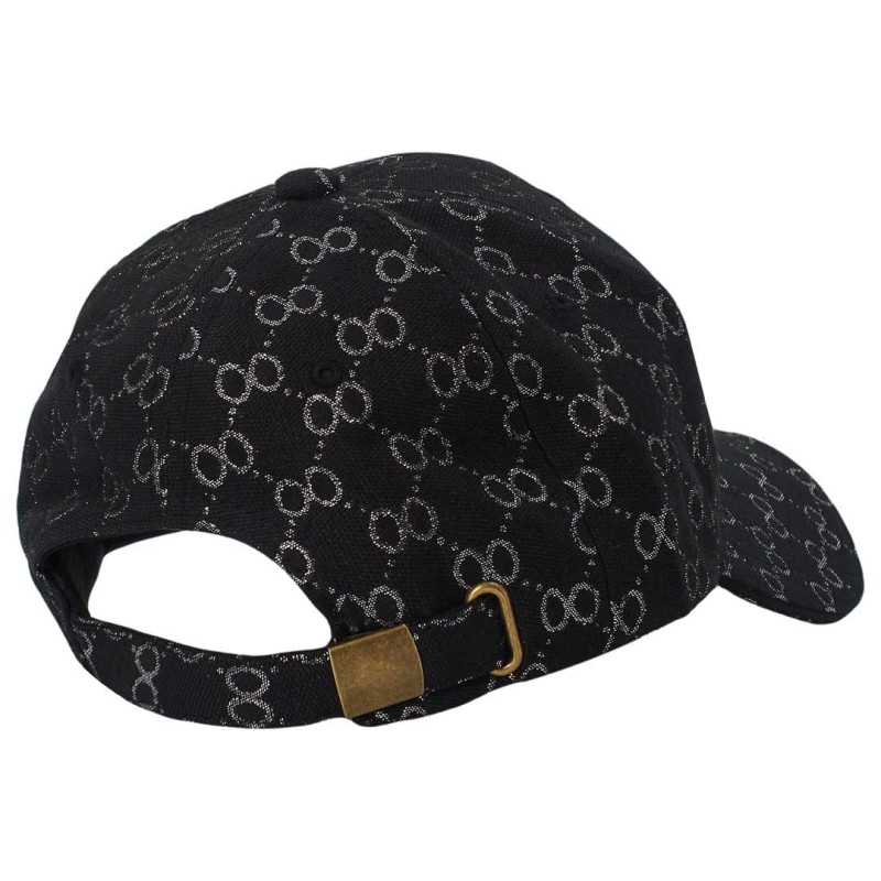 KA352 Czapka z daszkiem czarno-srebrna ze wzorem damska 3.jpg