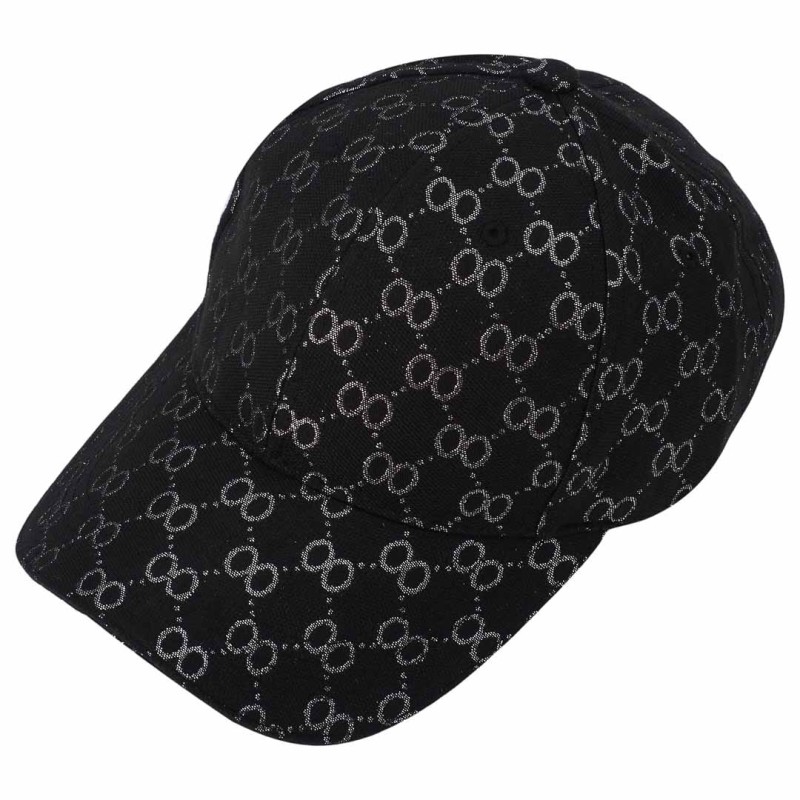 KA352 Czapka z daszkiem czarno-srebrna ze wzorem damska 4.jpg