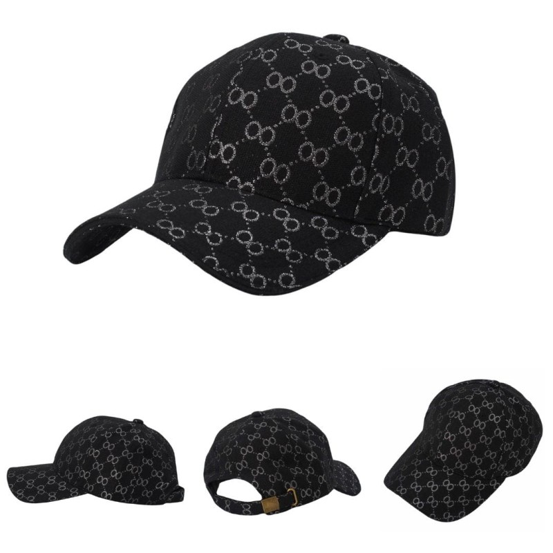 KA352 Czapka z daszkiem czarno-srebrna ze wzorem damska 5.jpg