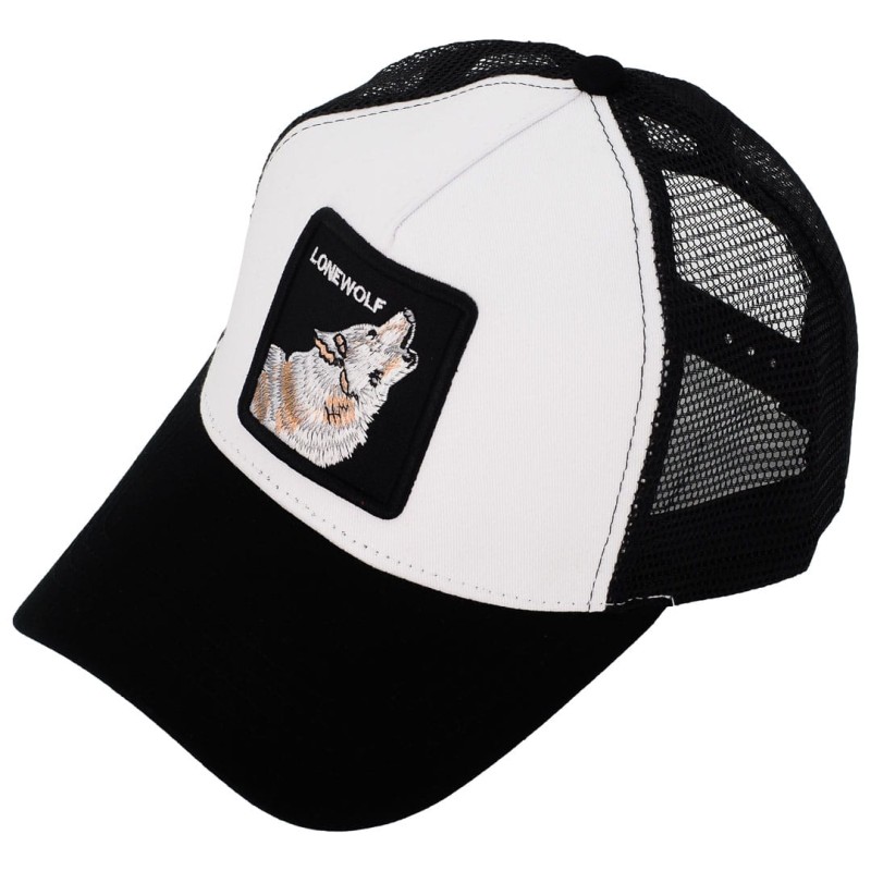 KA508 Czapka z daszkiem siatka WILK trucker cap biało-czarna 4.jpg