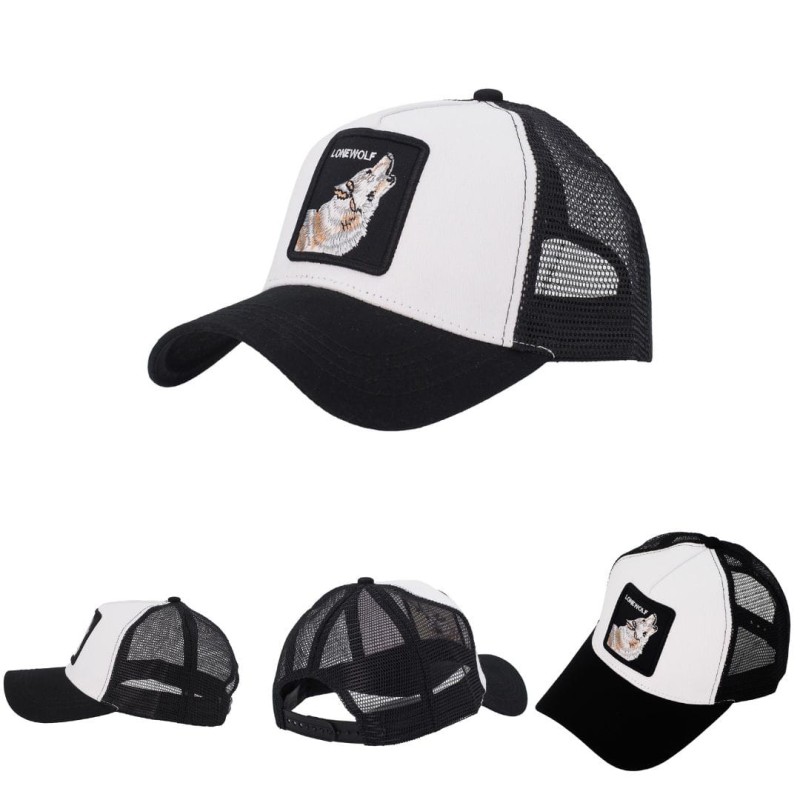 KA508 Czapka z daszkiem siatka WILK trucker cap biało-czarna 5.jpg