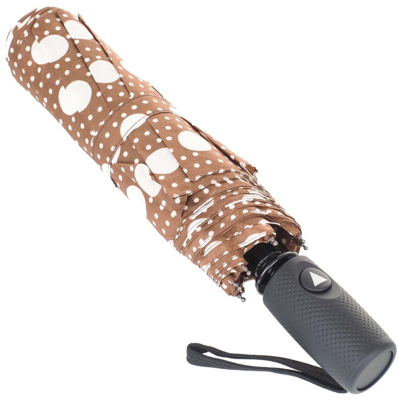 KA626 Parasol brązowy w kółka damski półautomat 4.jpg