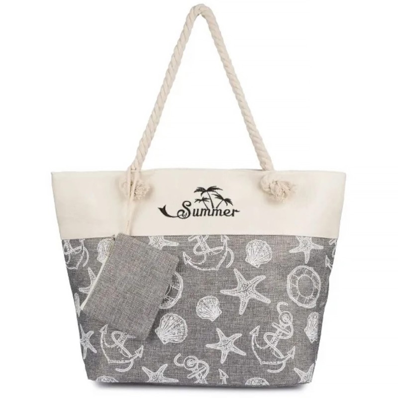 KA723 Torba plażowa duża SUMMER szara z saszetką 1.jpg