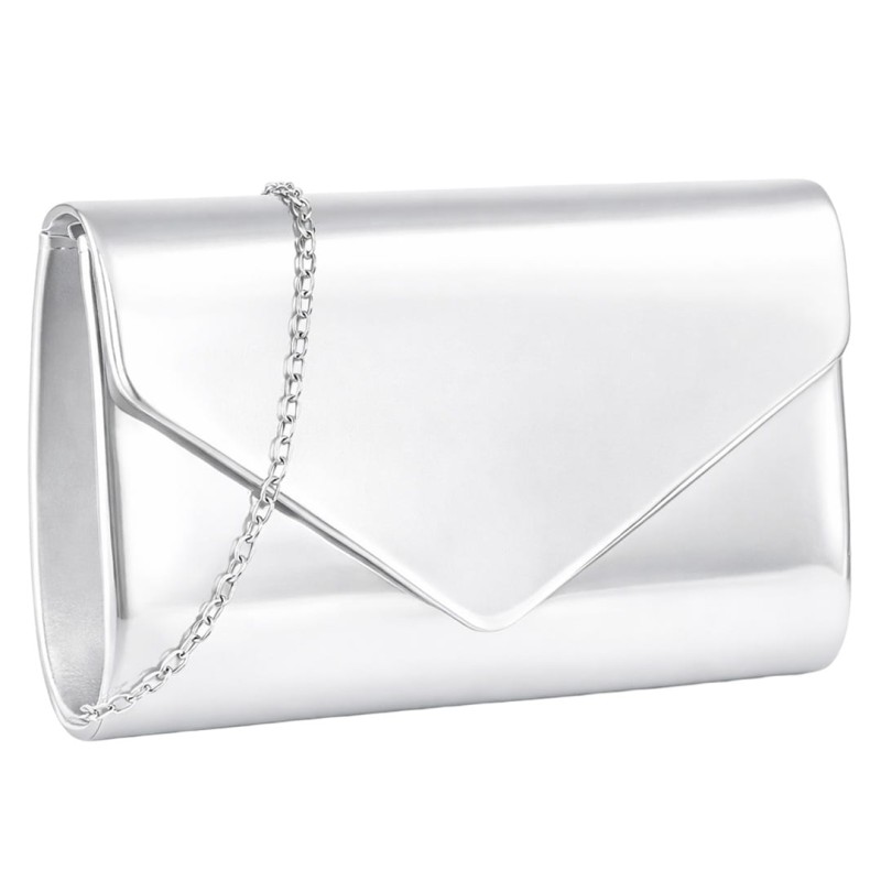 KA774 Torebka wieczorowa kopertówka srebrna skórzana błyszcząca (3).jpg