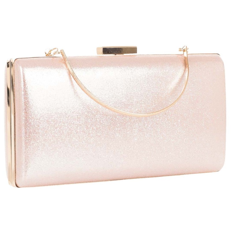 KA768 Torebka kopertówka szampańska błyszcząca z metalową rączką i łańcuszkiem na ramię (1).jpg