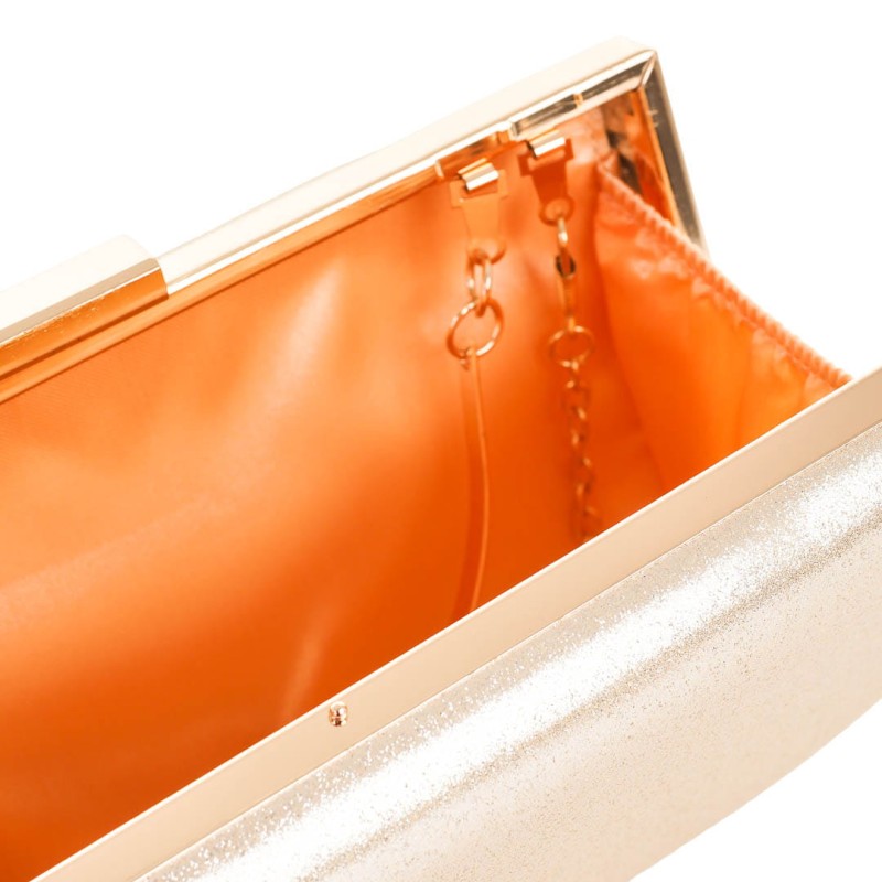 KA766 Torebka kopertówka złota błyszcząca z metalową rączką i łańcuszkiem na ramię (5).jpg