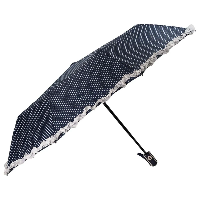 KA230 Parasol w grochy kropki z falbanką granatowy, damska 4.jpg