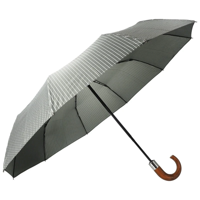 KA406 Parasol szary w paski z zagiętą rączką Zilner, parasolka męska damska solidna 2.jpg