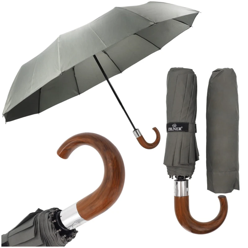 KA409 Parasol szary z zagiętą rączką Zilner, parasolka męska damska solidna 1.jpg