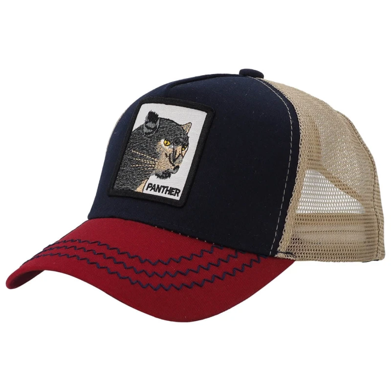 KA427 Czapka z daszkiem PANTERA z siatką trucker cap granatowo-beżowa 1.jpg