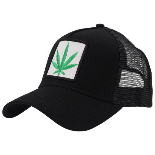 KA429 Czapka z daszkiem WEED z siatką trucker cap czarna 1.jpg