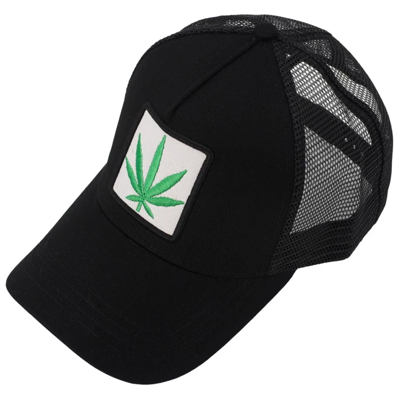 KA429 Czapka z daszkiem WEED z siatką trucker cap czarna 4.jpg