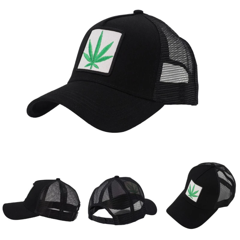 KA429 Czapka z daszkiem WEED z siatką trucker cap czarna 5.jpg