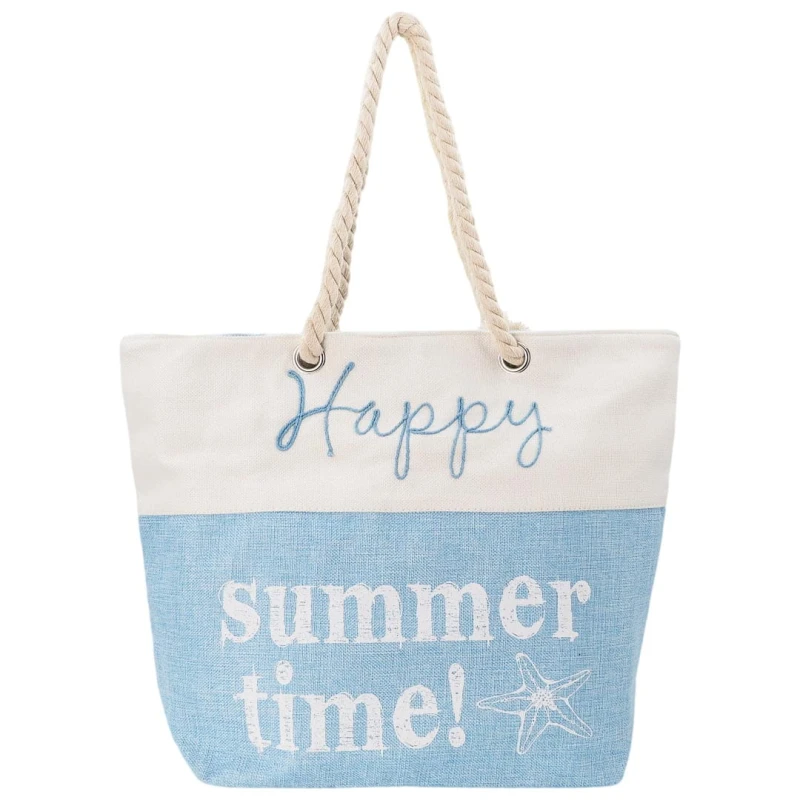 KA557 Torba plażowa duża SUMMER TIME niebiesko-biała na zamek 1.jpg