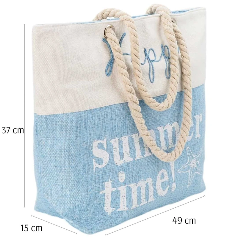 KA557 Torba plażowa duża SUMMER TIME niebiesko-biała na zamek 6.jpg