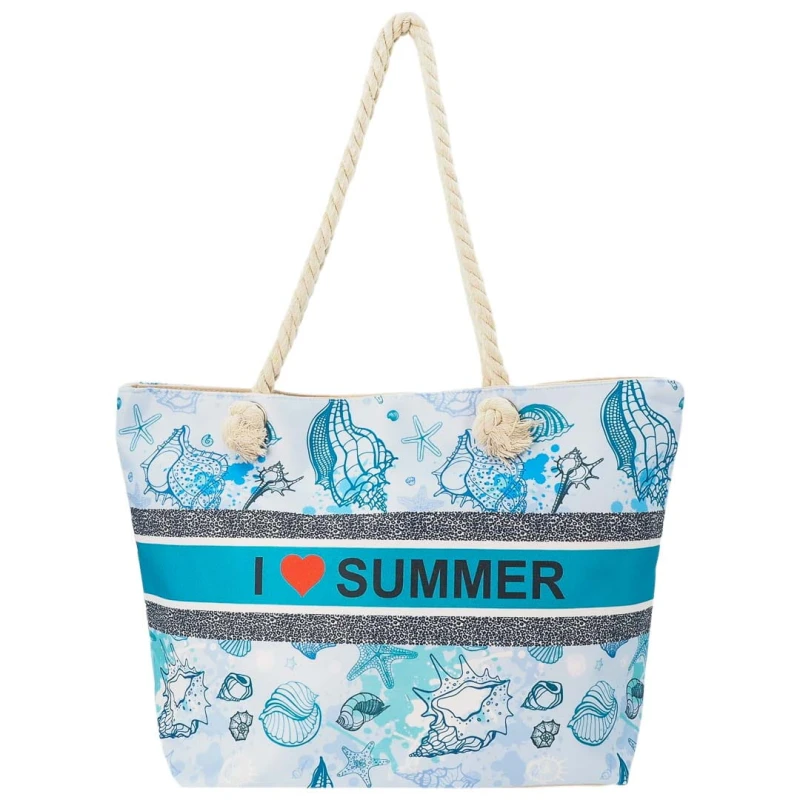 KA559 Torba plażowa duża LOVE SUMMER niebieska na zamek 1.jpg