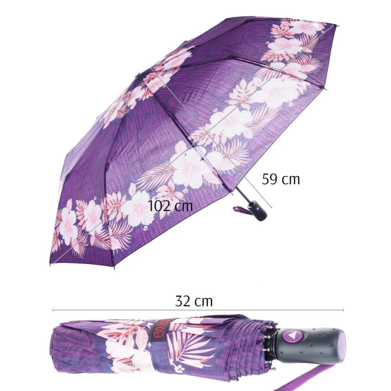 KA596 Parasol damski fioletowy w kwiaty półautomat 7.jpg
