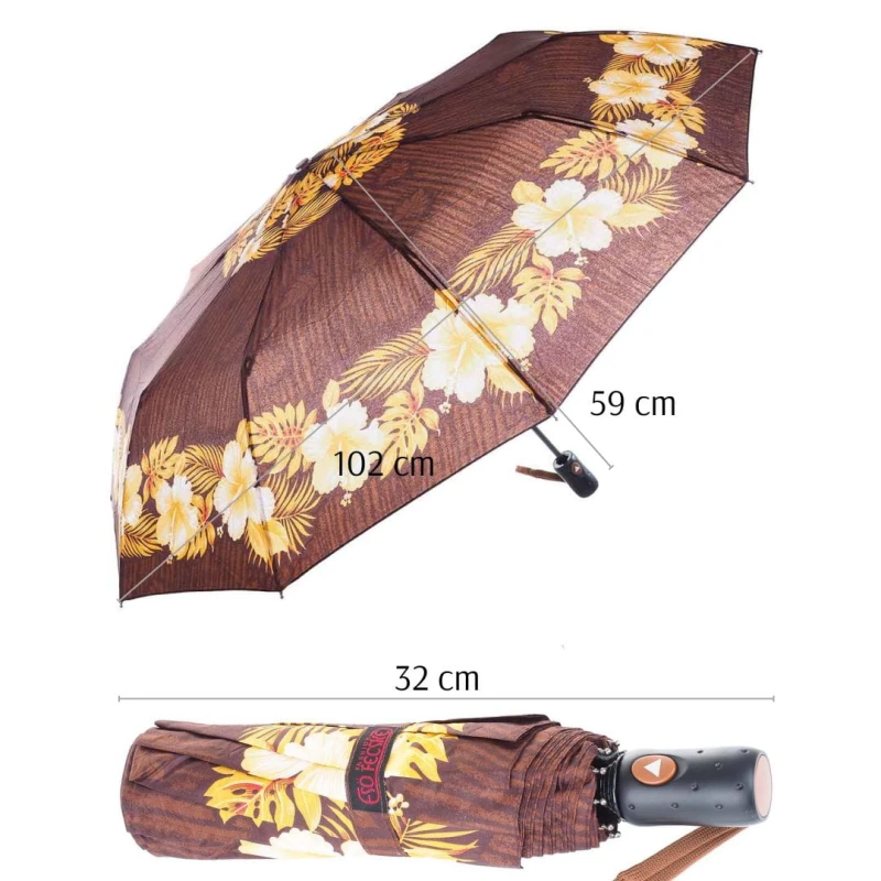 KA597 Parasol damski brązowy w kwiaty półautomat 7.jpg