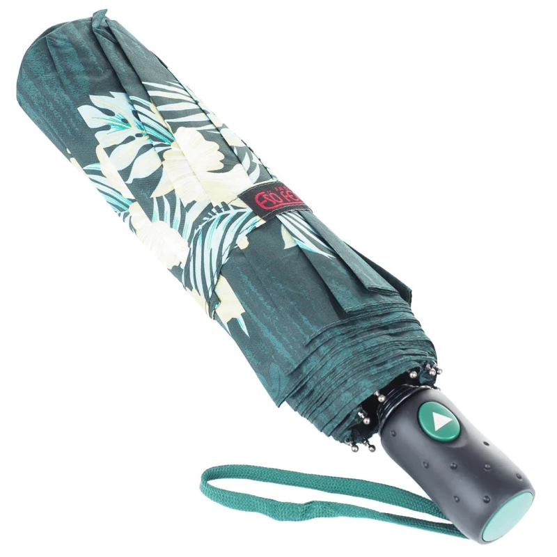KA601 Parasol damski zielony w kwiaty półautomat 3.jpg