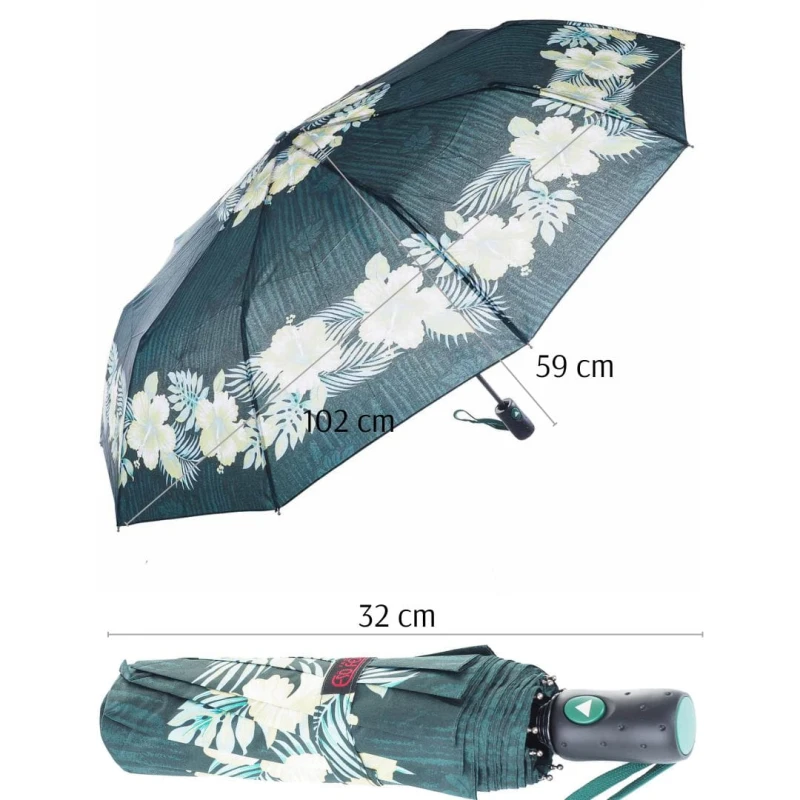 KA601 Parasol damski zielony w kwiaty półautomat 7.jpg