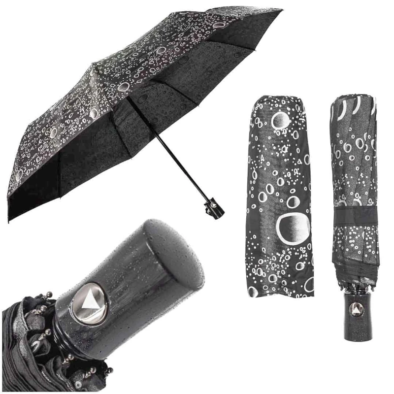 KA164 Parasol  czarny z kroplami deszczu błyszczący automat 01.jpg