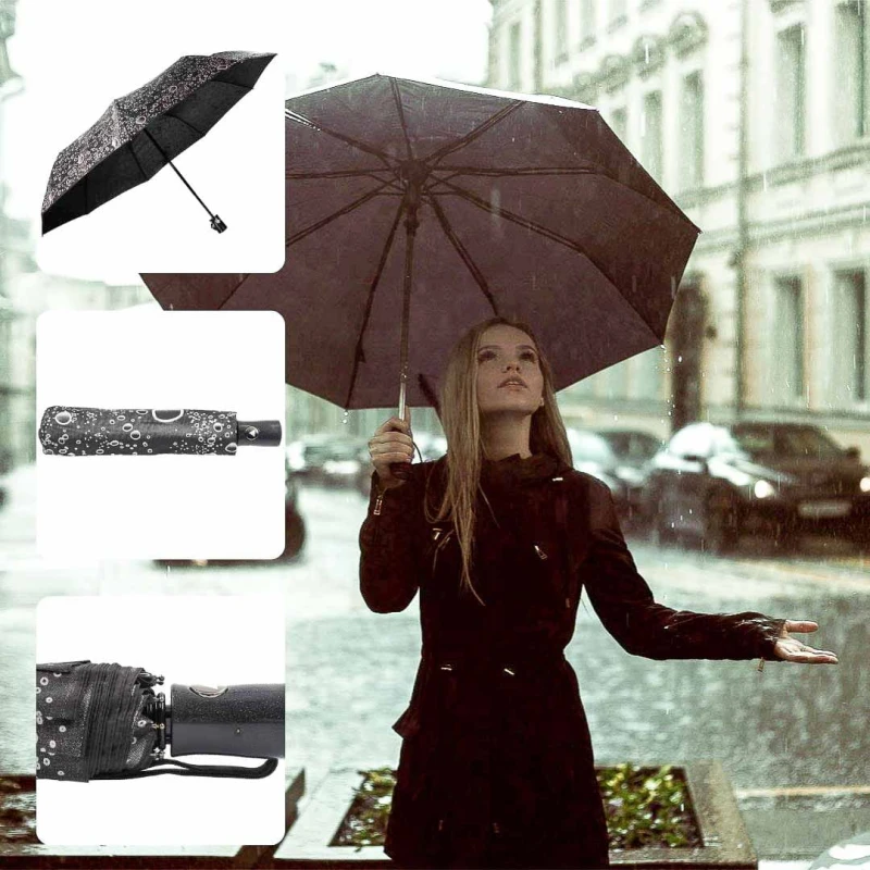 KA164 Parasol  czarny z kroplami deszczu błyszczący automat-10.jpg