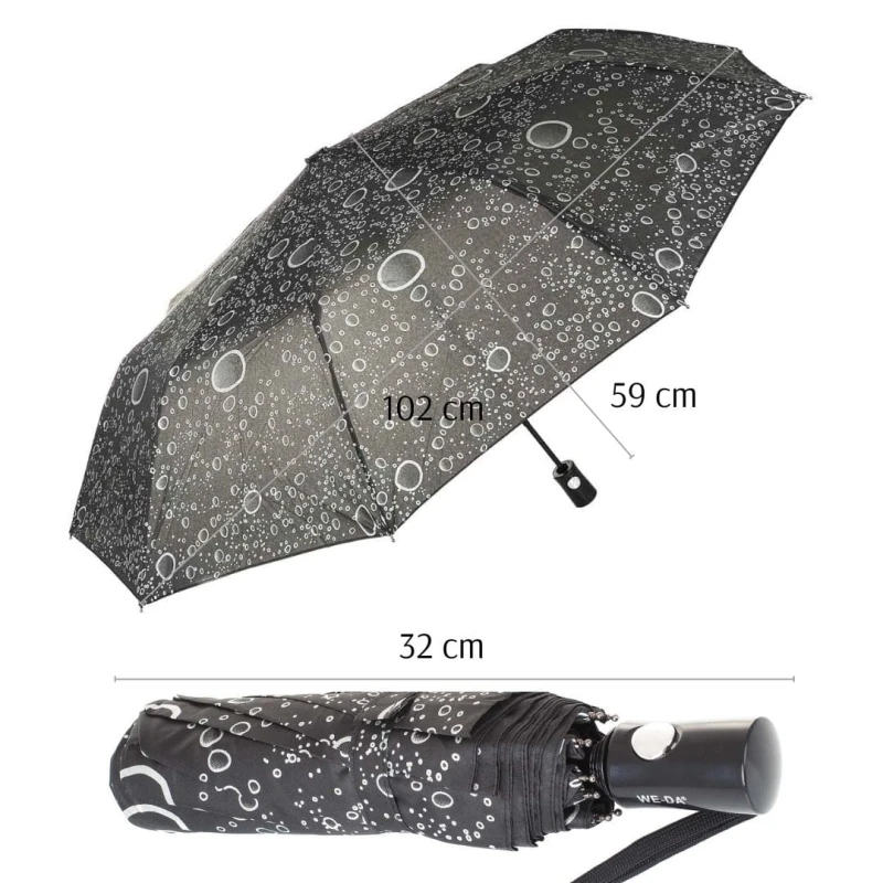 KA711 Parasol czarny krople deszczu półautomat WE-DA 8.jpg