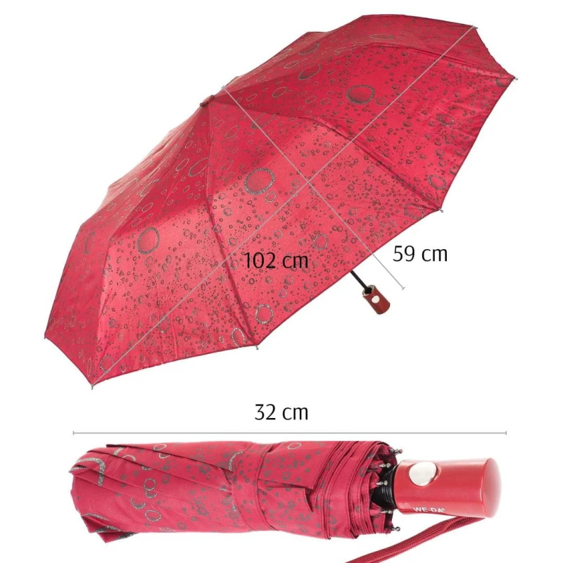 KA708 Parasol bordowy krople deszczu półautomat WE-DA 8.jpg