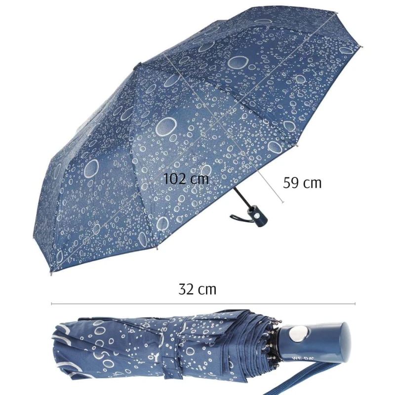 KA710 Parasol granatowy krople deszczu półautomat WE-DA 8.jpg