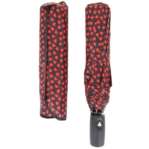 KA625 Parasol czarno-bordowy w serca damski półautomat 2.jpg