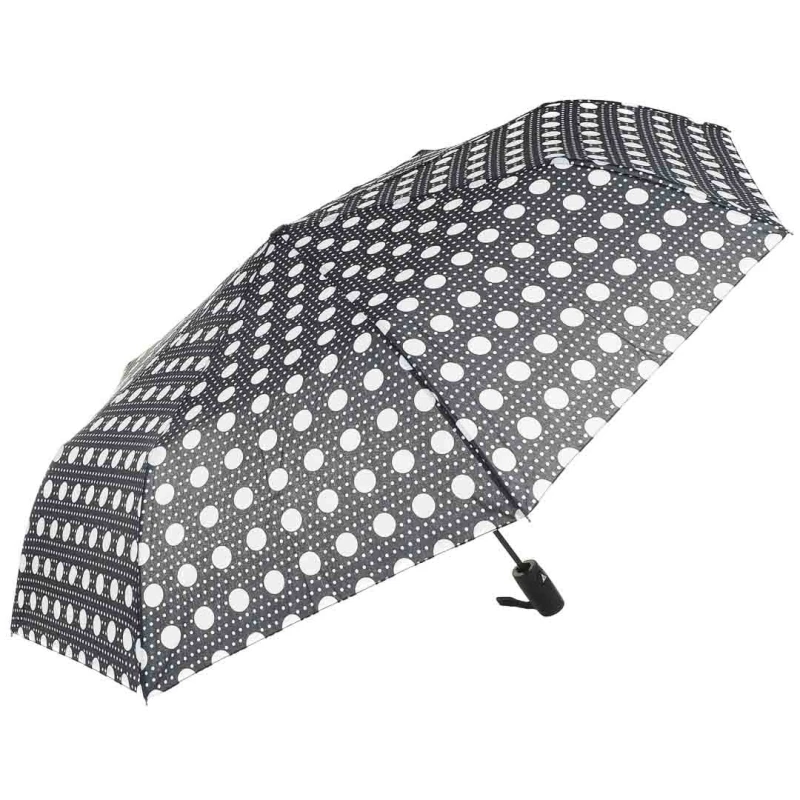 KA631 Parasol czarny w kółka damski półautomat 1.jpg