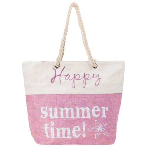 KA715 Torba plażowa duża SUMMER TIME różowo-biała na zamek 1.jpg