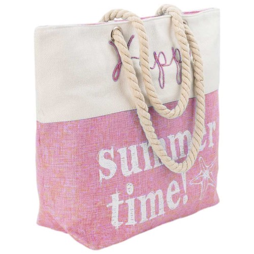 KA715 Torba plażowa duża SUMMER TIME różowo-biała na zamek 2.jpg