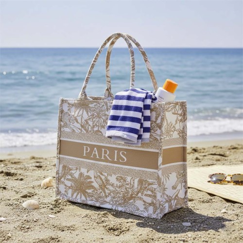 KA738 Torba plażowa, zakupowa duża PARIS jasny brązowy 2.jpg