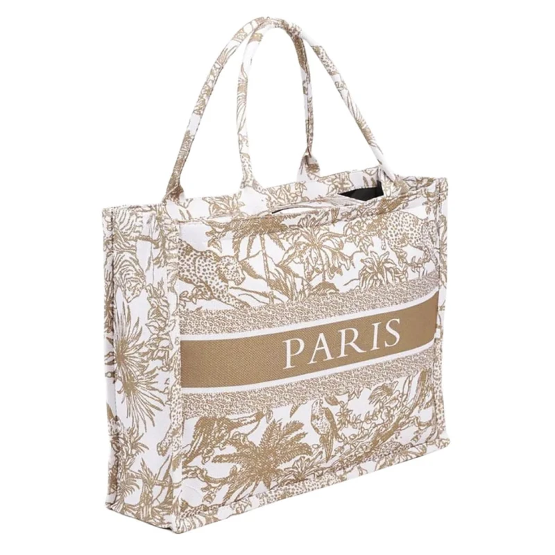 KA738 Torba plażowa, zakupowa duża PARIS jasny brązowy 5.jpg