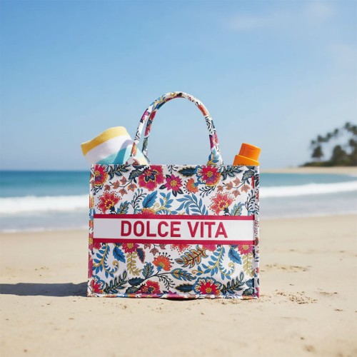 KA740 Torba plażowa, zakupowa duża DOLCE VITA czerwona 2.jpg