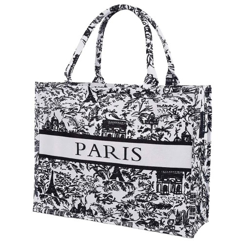 KA743 Torba plażowa, zakupowa duża PARIS czarna 3.jpg
