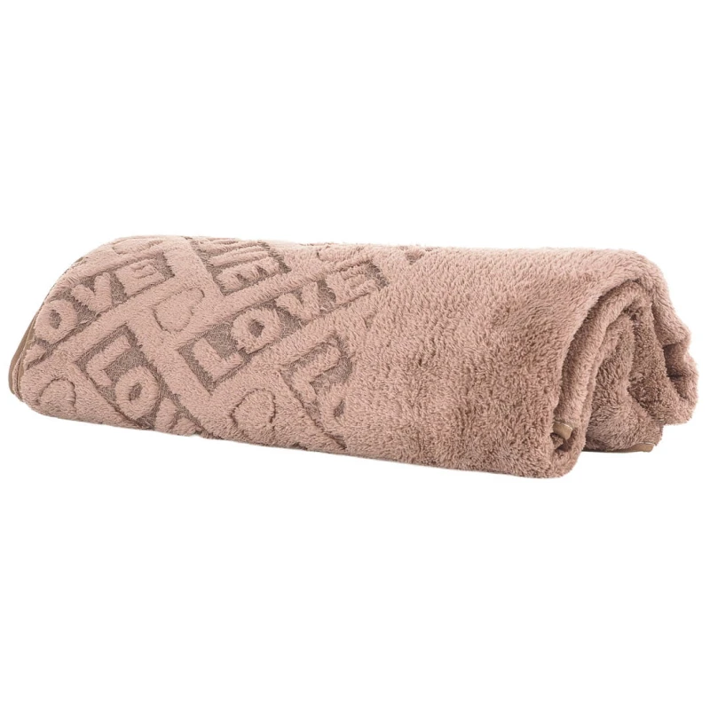 KA692 Ręcznik z mikrofibry brązowy 140×70cm z napisem LOVE 2.jpg