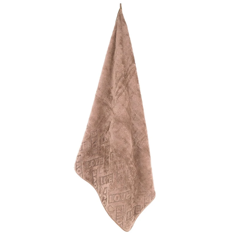 KA692 Ręcznik z mikrofibry brązowy 140×70cm z napisem LOVE 4.jpg