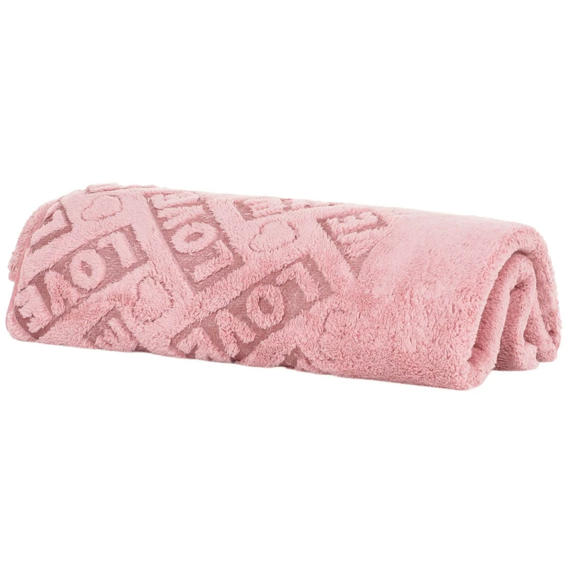 KA693 Ręcznik z mikrofibry pudrowy róż 140×70cm z napisem LOVE 2.jpg